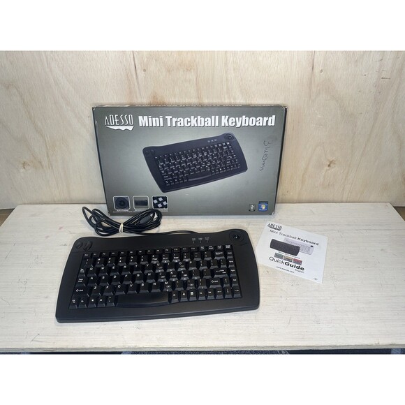 Adesso ACK-5010UB Mini USB English Keyboard with Trackball Black Open Box - Picture 1 of 5
